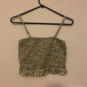 Boutique Green Floral Cropped Tank
